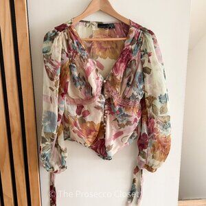 1990s Newport News Floral Button Down Corset Top Vintage Whimsigoth (8)